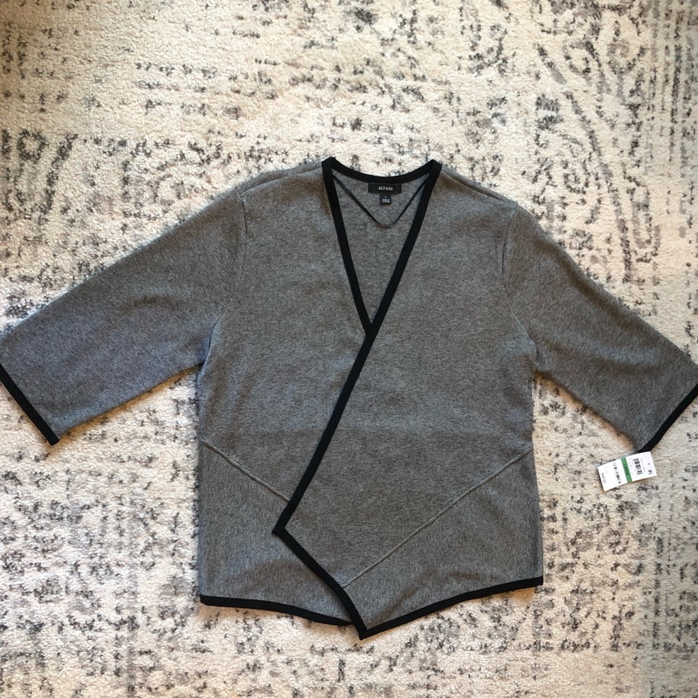Alfani Kimono Gray and Black Dressy Jacket Blazer Sz L - Picture 2 of 9